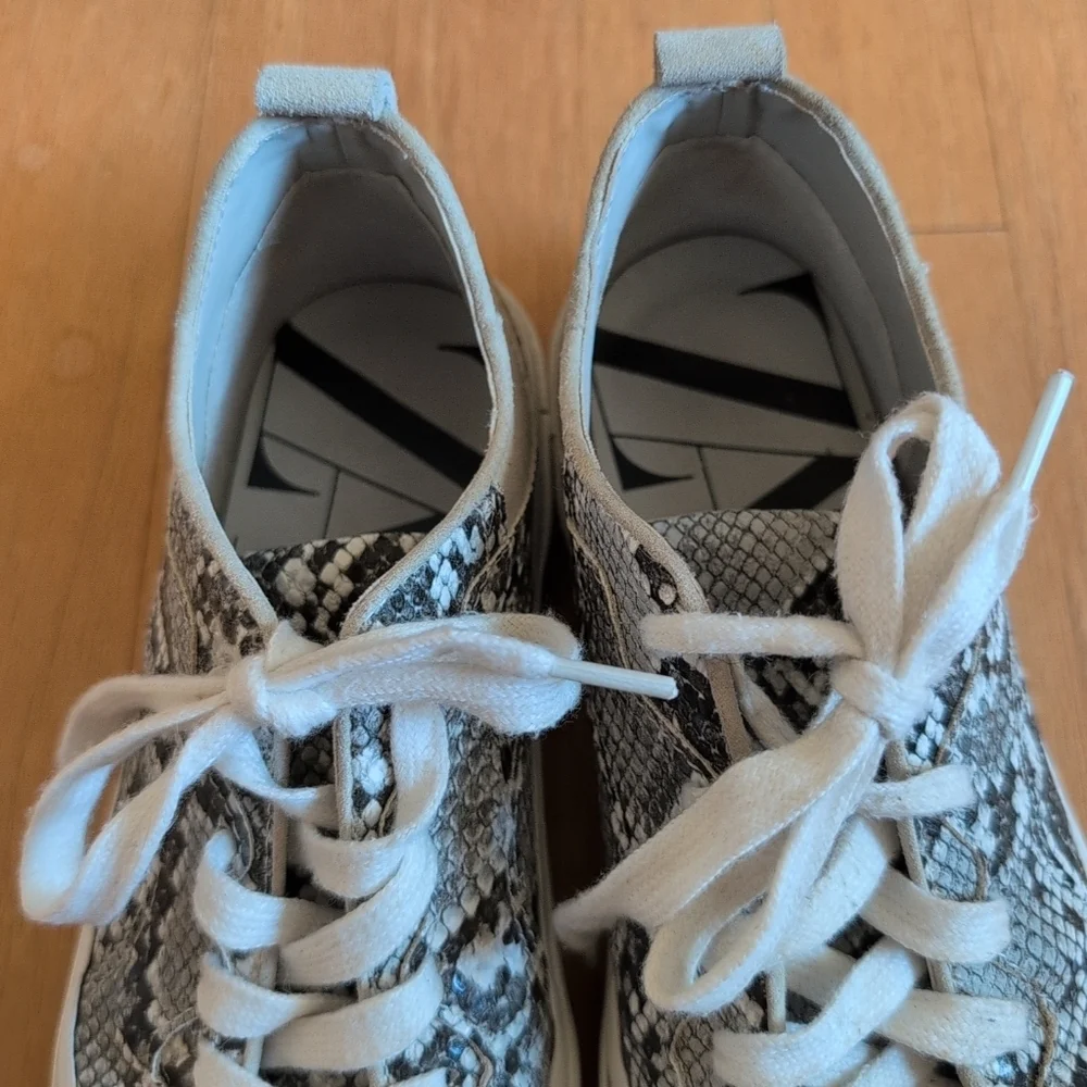 Zara Sneakers Womens 6.5 Snakeskin Print Faux Leather + Suede Casual Sneakers